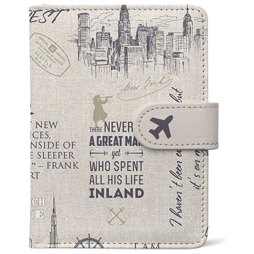 Passport Holder, Travel Wallet Cover with Pen Loop | Cute RFID Blocking Leather Case with Magnetic Closure for Travel Essentials-Travel - color: O-Travel