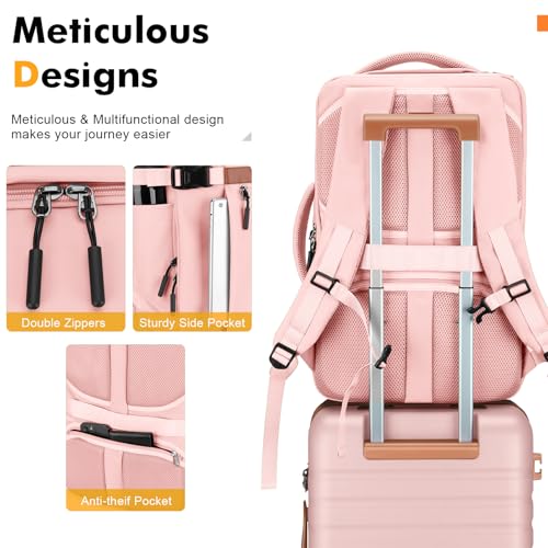 Luggage Sets 3 Piece with Spinner Wheels, Lightweight PC Hardside Suitcase with TSA Lock & YKK Zippers, 20 Inch Carry On Luggage with Travel Bag for Men and Women, Pink - color: Pink, size: 3 Piece Set (20inch)