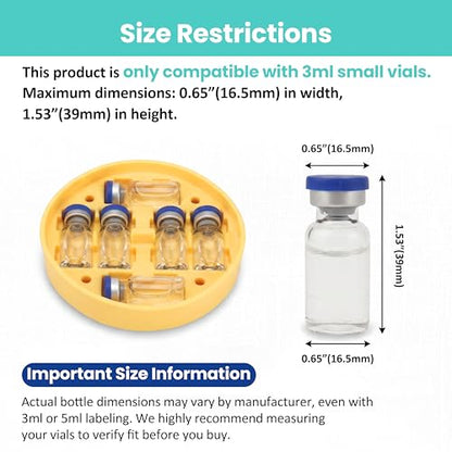 3ml Vial Inserts Organizer Jar, Holds 27 Vials, Portable Travel & Fridge Container for Peptides & Diabetic Medication, Yellow (Vials Not Included) - size: 1 short+1 tall with Jar