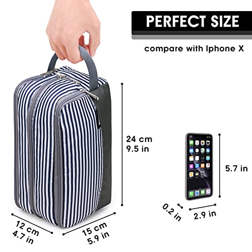 Toiletry Bag for Men Hanging Dopp Kit Water Resistant Shaving Bag Small Toiletry Bag for Traveling (Blue Stripe) - color: Blue Stripe