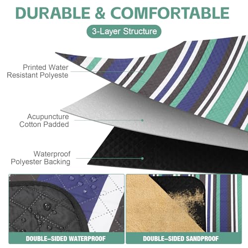 Picnic Blankets Outdoor Extra Large - 80"x80" Waterproof Beach Blanket, Machine Washable 3-Layer Foldable Park Mat with Sandproof Backing for Grass, Hiking, Travel, Concerts, Indoor (NavyBlue) - color: Navy
