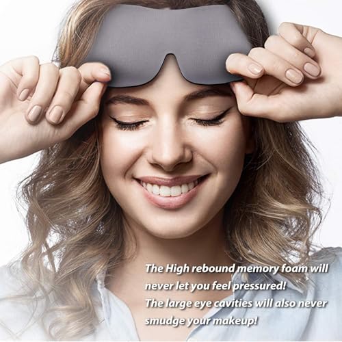 PrettyCare 3D Sleep Mask 2 Pack,Eye Mask for Side Sleeper -3D Contoured Sleeping Mask Blackout Out for Men Women - Zero Eye Pressure Blindfold with Ear Plugs, Night Masks with Travel Bag (Black＆Grey) - color: Black＆grey