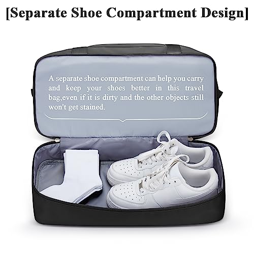 Travel Duffel Bag with Shoes Compartment, Overnight Weekender Bags for Women,Carry on Personal Item Bag - color: A-Black, size: Large