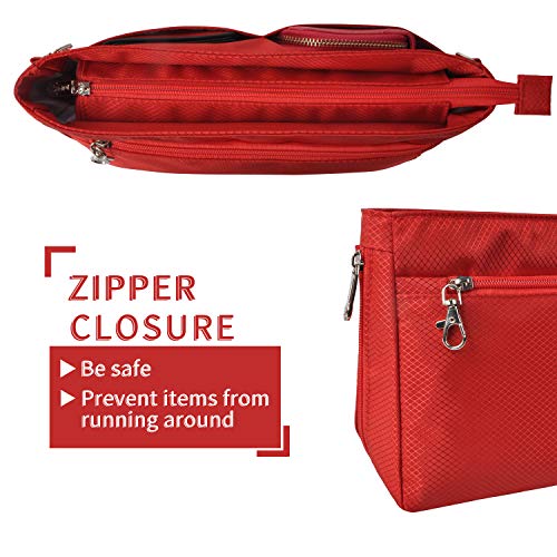 Vercord Expandable Nylon Handbag Purse Organizer Insert Liner Shaper Bag in Bag Red XLarge - color: Red, size: X-Large