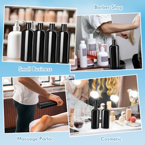 Domensi 24 Pcs Plastic Bottle Squeeze Containers with Disc Cap Travel Bottles Reusable Empty Toiletries Shampoo Containers Refillable Travel bottles for Shampoo Lotions (10oz,Pure Black) - color: Pure Black, size: 10oz