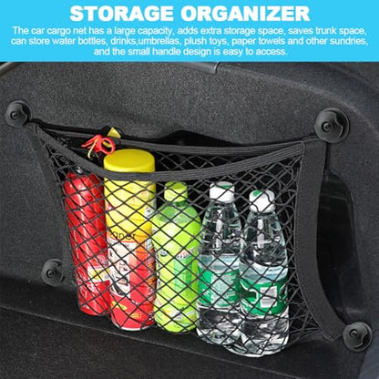 2pcs Universal Small Cargo Net, Elastic Car Organizer Net Pocket RV Netting Pouch Bag, for Trunk RV Boat Storage Mesh Pocket Nets Home Auto Cargo Nets Pockets with Screws(Color:Black)