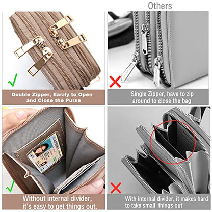 Crossbody Cellphone Purse Women Touch Screen Bag RFID Blocking Wallet Handbag Shoulder Strap - color: Bronze-small, size: Small