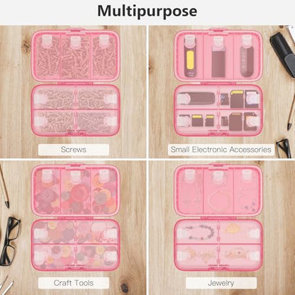 FYY Weekly Pill Organizer with Labels,8 Compartments Travel Daily Pill Case Airtight Moistureproof Large Pill Box to Hold Vitamins, Fish Oil, Supplements,Cotton Swab and Bandages-Hot Pink - color: Hot Pink