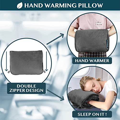 PAVILIA Travel Blanket Pillow, Soft Airplane Blanket 2-in-1 Combo Set, Plane Blanket Compact Packable, Flight Essentials Car Pillow, Travelers Gifts Accessories, Luggage Backpack Strap, 60x43 Gray - color: Gray