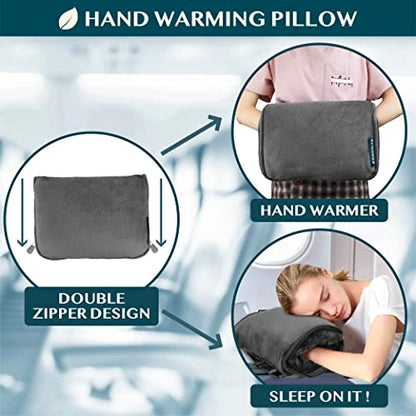 PAVILIA Travel Blanket Pillow, Soft Airplane Blanket 2-in-1 Combo Set, Plane Blanket Compact Packable, Flight Essentials Car Pillow, Travelers Gifts Accessories, Luggage Backpack Strap, 60x43 Gray - color: Gray