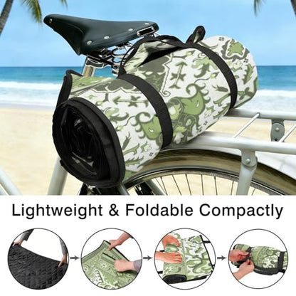 Supfitness Extra Large Picnic Blankets Waterproof Foldable (80"x 80") Beach Blanket Waterproof Sandproof,3-Layer Thicking Mat Outdoor Packable Camping Blanket - color: Boho-green, size: 80x80in