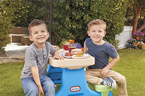 Little Tikes Easy Store Picnic Table with Umbrella, Multi Color, 42.00''L x 38.00''W x 19.75''H - size: Standard