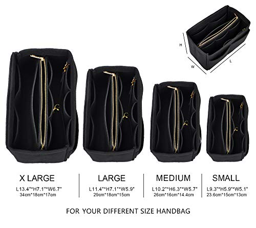 Vercord Felt Organizer Insert For Purse Handbag Tote Bag In Bag Inside Shaper Divider Neo Black Small - color: A Black, size: Small