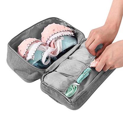 Portable Underwear Bra Storage Bag Waterproof Travel Organizers Multi-Layer Toiletry Packing Cube - color: Gray