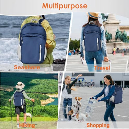 Waterproof Foldable Backpack Dry Storage Lightweight Daypack 35L Outdoor Backpack for Beach Men Women Dark Blue - color: Blue