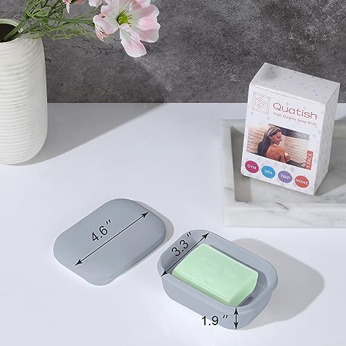 Quatish Soap Holder, Travel Soap Container with Lid, Portable Bar Soap Case, Leakproof Soap Box with Perforations, Soap Dishes for Traveling, Camping, Gym, 3 Pack(Grey,GreyGreen,Greyblue) - color: Grey,greygreen,greyblue