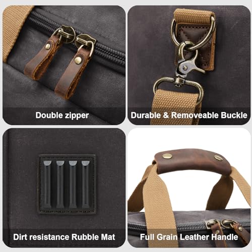 Waxed Canvas Duffel Bag 50L, Dark Grey | Waterproof, Travel, Overnight, Weekender - color: Dark Grey