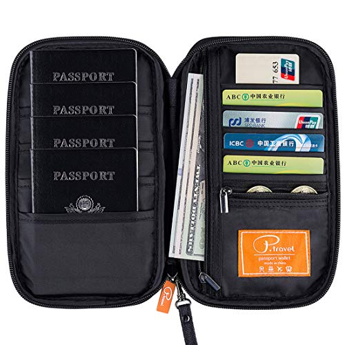 VanFn RFID Travel Passport Wallet, Family Passport Holder, Trip Document Organizer P.Travel Series - color: Pure Black
