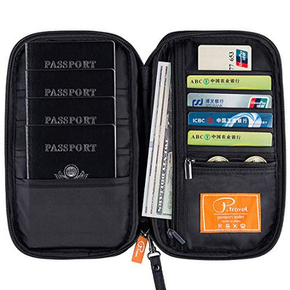 VanFn RFID Travel Passport Wallet, Family Passport Holder, Trip Document Organizer P.Travel Series - color: Pure Black