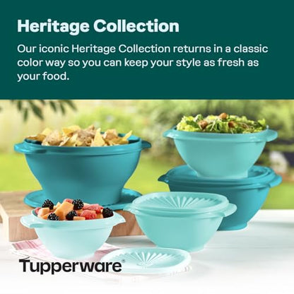 Tupperware Heritage Collection, New 10 Piece Food Storage Container Set in Vintage Green, Dishwasher Safe and BPA Free (5 Bowls, 5 Lids)