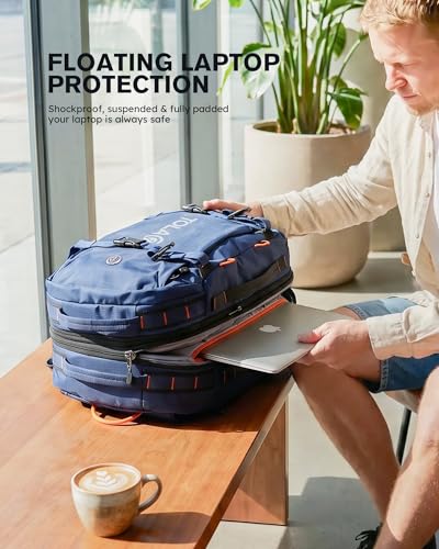 Tolaccea Travel Backpack for Men Women, 40L-50L Carry On Backpack with Wet Dry Compartment, Flight Approved Laptop Daypack Fits 15.6", Convertible Expandable Large Rucksack Duffel Bag for Work Travel - color: Blue