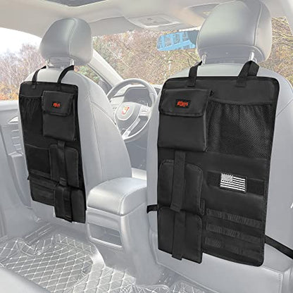MYDAYS 2 Pack Tactical Seat Back Gun Rack, Camo Front Seat Gun Organizer with Molle Panel Vehicle Gun Holder for Hunting Rifles/Shotguns (Black) - color: Black1