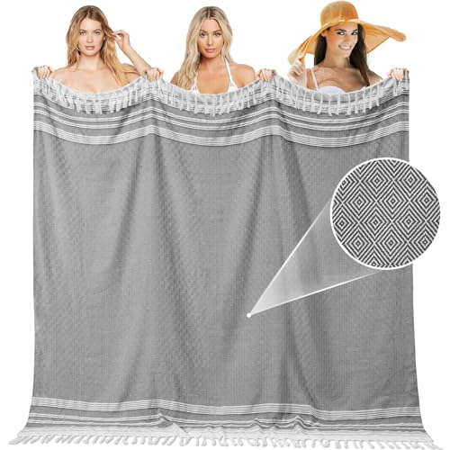 Large Throw Blanket Yoga Blanket Turkish Beach Towel Mens Birthday Gift Ideas Dad Father Day Husband Brother Uncle Boyfriend Male Boss Grandpa Him Appreciation Thank You Retirement 60th 50th 40th 30th - color: Dark Grey, size: Giant Large 82''x88''