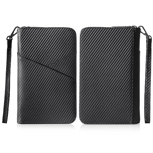 Polare Full Grain Leather Passport Holder With YKK Zipper RFID Blocking Travel Document Organizer Ticket Holder Cover Case Holds 2 Passports (Carbon Black) - color: Carbon Black