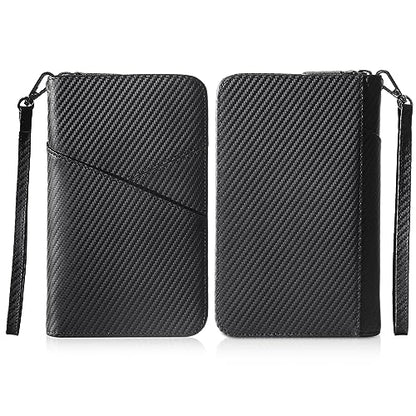 Polare Full Grain Leather Passport Holder With YKK Zipper RFID Blocking Travel Document Organizer Ticket Holder Cover Case Holds 2 Passports (Carbon Black) - color: Carbon Black