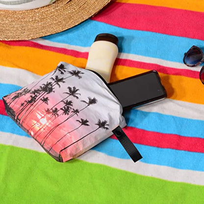 Rolling Nomad Tyvek Zippered Pouch, Wet Swimsuit Bags, Wet & Dry Reversable Pouch, Travel, Toiletry, Pool, Beach Essentials, Waterproof, Summer Must Haves, 11.5x8.5x2 Inch, (Medium) - color: Palm Beach & Black Print, size: 8.5x1.75x6.5 Inch