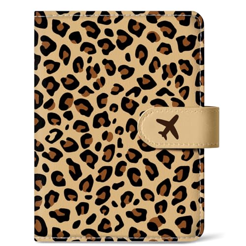Passport Holder for Travel Essentials, RFID Blocking Leather Cover Wallet with Magnetic Closure, Aesthetic & Cute Passport Book Case for Women and Men - Leopard - color: G.Leopard