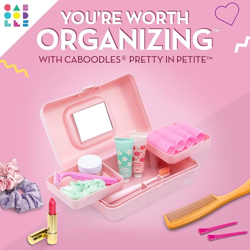 Caboodles Pretty in Petite Makeup Box, Pink Sparkle, 2 Swivel Trays, - color: Pink Sparkle, size: 8.82 x 5.88 x 3.66 inches (Pack of 1)