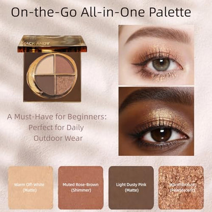 4-in-1 Glow Palette: Highlighter, Contour, Matte Eyeshadow & Bronzer for Cheeks & Eyes | Glow Wardrobe & Makeup Palette | Versatile Face & Eye Cosmetics
