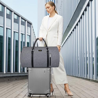 Convertible 2-in-1 Garment Bags for Travel, 50L Carry On Garment Duffle Bag With Shoe Compartment Large Weekender Bag for Women Men Hanging Suitcase Suit Travel Duffel Overnight Bags - color: 3-Grey