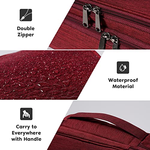 OrgaWise Electronics Organizer, Electronic Accessories Bag Travel Cable Organizer Three-Layer for iPad Mini, Kindle, Hard Drives, Cables, Chargers - color: Three layer-Red