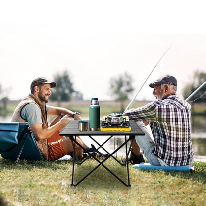 JOUYEK Small Camping Table, Ultralight Aluminum Folding Table with Carrying Bag, Portable & Lightweight Camping Side Table for Outdoor Camping, Picnic, Beach and Fishing, Black - color: Black