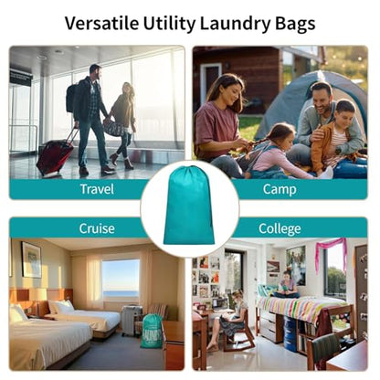 F-color Travel Laundry Bags 2 Pack - Cruise Essentials 2026 Washable Dirty Clothes Travel Bag 24 x 36 Inch for Cruise Ship Cabin, Summer Camp & College Dorm Hamper Liner, Blue & Gray - color: 2-Pack, Blue & Gray
