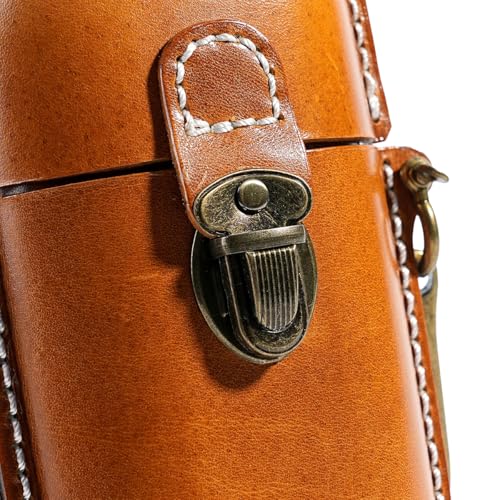 Leather eyeglass protective case - Portable travel sunglasses case - Suitable for both men and women - style: Buckle-yellow