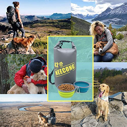 Dog Food Travel Bag With Collapsible Travel Bowls, 42 Cup Dog Food Storage System for Camping, Everyday-10L Food Dry Bag - color: bowl-400ml