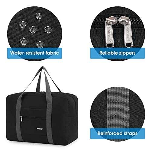 For Spirit Airlines Personal Item Bag Foldable Travel Duffel Bag Tote Carry on Luggage Duffle Overnight for Women and Men - color: 1112-Thick Series Black