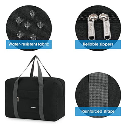 For Spirit Airlines Personal Item Bag Foldable Travel Duffel Bag Tote Carry on Luggage Duffle Overnight for Women and Men - color: 1112-Thick Series Black