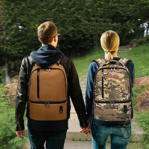TUGUAN Insulated Cooler Backpack 38 Cans Double Deck Leakproof Lightweight Soft Lunch Backpack Small Cooler Bag Beach Picnic - color: 8901-brown