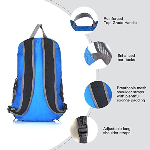 Outlander Packable Handy Lightweight Travel Hiking Backpack Daypack-Light Blue-L - color: Light Blue, size: 33L