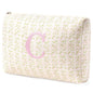 HBselect Initial Quilted Makeup Bag, Pink Cosmetic Travel Toiletry Bag, Flowers Coquette Zipper Make Up Pouch Organizer Teen Girl Gift Trendy Stuff C - color: 1Pc Medium Pinkflower, style: C