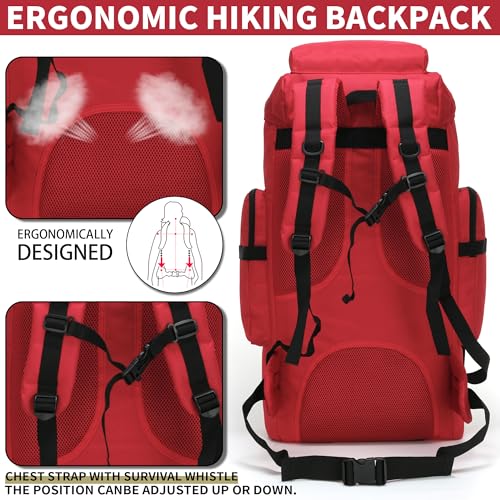 Hiking Backpack for Men 70L/100L Camping Backpack Military Rucksack Molle 3 Days Assault Pack for Climbing | Camping Backpack - color: 70l-red