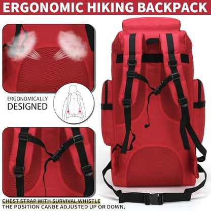 Hiking Backpack for Men 70L/100L Camping Backpack Military Rucksack Molle 3 Days Assault Pack for Climbing | Camping Backpack - color: 70l-red