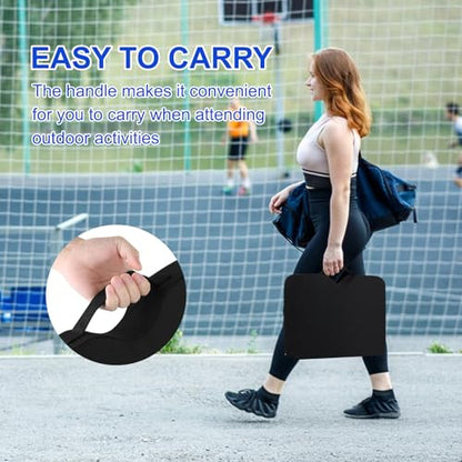 Waterproof Stadium Seat Cushions 2 Pack, Extra Thick 2.5 Inch, Oxford Fabric, U-Shaped Ergonomic Design, Portable Bleacher Cushions with Carrying Handle (Black - 2 Pack) - color: Black - 2 Pack