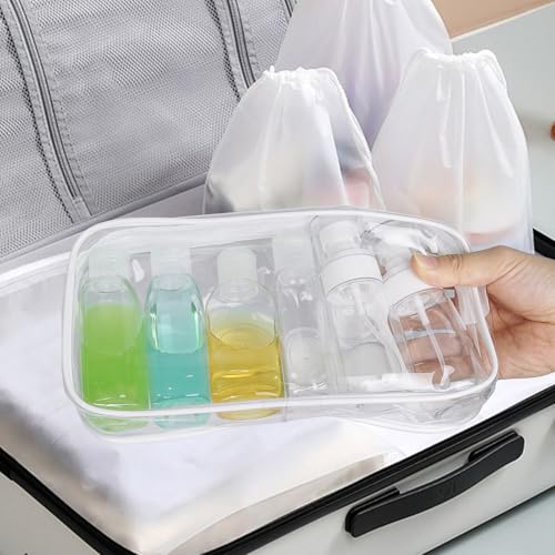Travel Size Bottles for Toiletries 10 Pack Travel Size Toiletries TSA Approved Shampoo and Conditioner Bottles Refillable Spray Bottle Leak Proof Small Cream Jars for Body Wash Lotion - color: D-Transparent