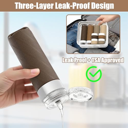 26 Pcs TSA Approved Travel Toiletry Bottles Set, Leakproof Silicone Refillable Travel Containers with Hanging Hole & Carabiner, Travel Essentials, for Shampoo Conditioner Lotion Body Wash - style: E