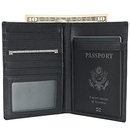 Polare RFID Blocking Napa Leather Passport Holder Travel Wallet For Men and Women (Black) - color: Black